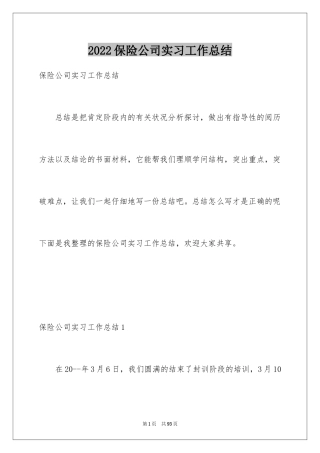 2024保险公司实习工作总结_1