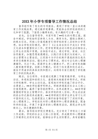 20XX年小学专项督导工作情况总结