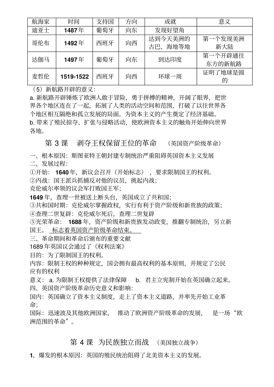 历史九年级上册知识点、提纲整理_第2页