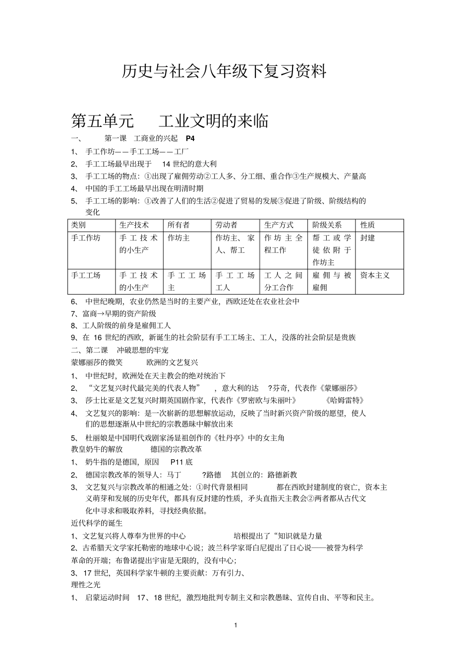 历史与社会_八下_复习提纲_第1页