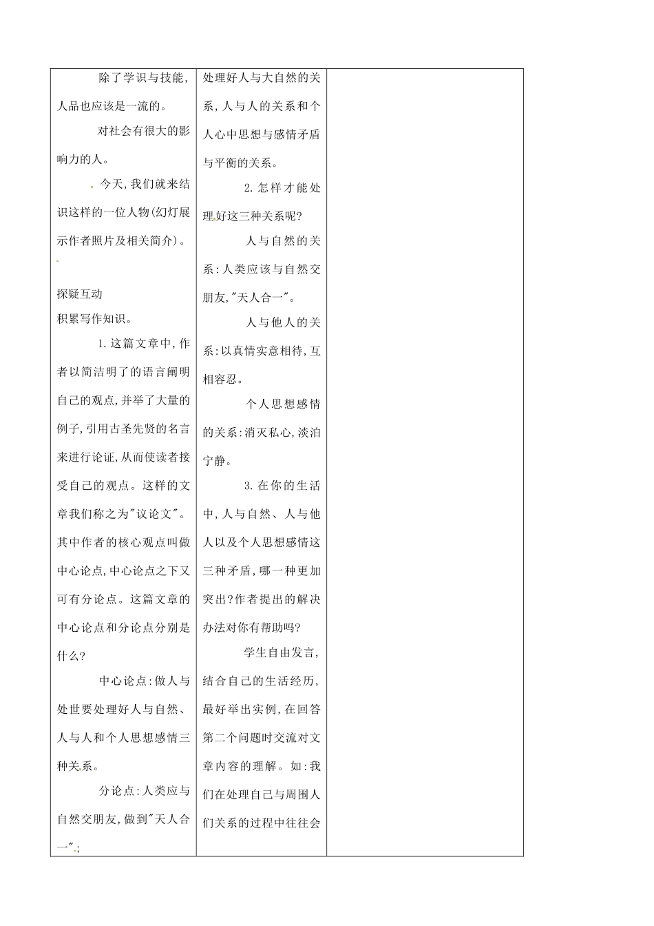 吉林省四平市第十七中学八年级语文上册 做人与处世教案 长春版_第2页
