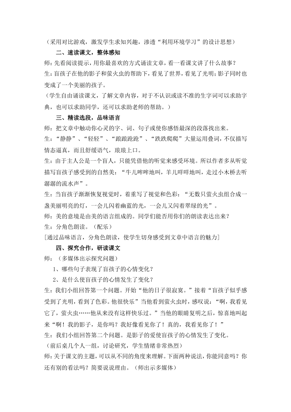 《盲孩子和他的影子》教学案例_第3页