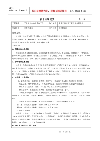 立柱桩施工方案技术交底记录