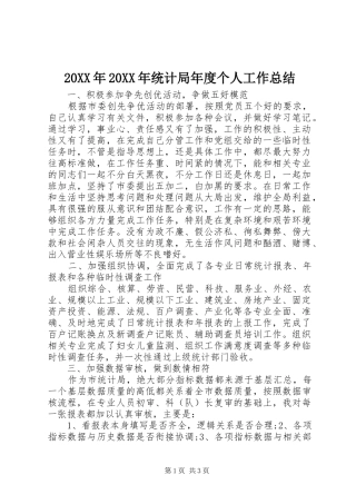 20XX年20XX年统计局年度个人工作总结