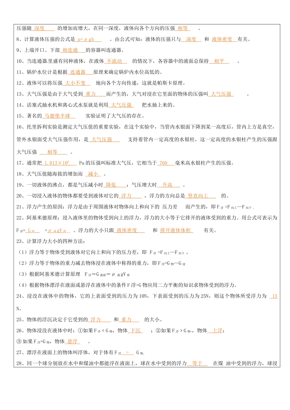 浙江省中考科学（物理部分）复习讲义 专题7 压强和浮力-人教版初中九年级全册物理教案_第3页
