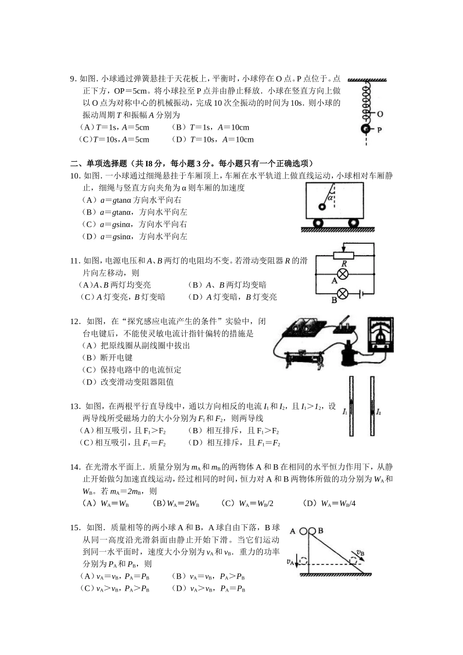 2012年上海市普通高中学业水平考试物理试卷_第2页