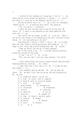 高中英语完型填空49篇