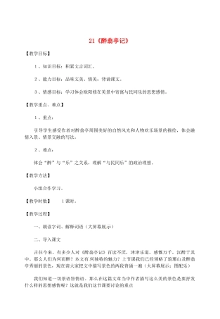 江苏省盐城市亭湖新区实验学校九年级语文上册 21《醉翁亭记》教案 苏教版