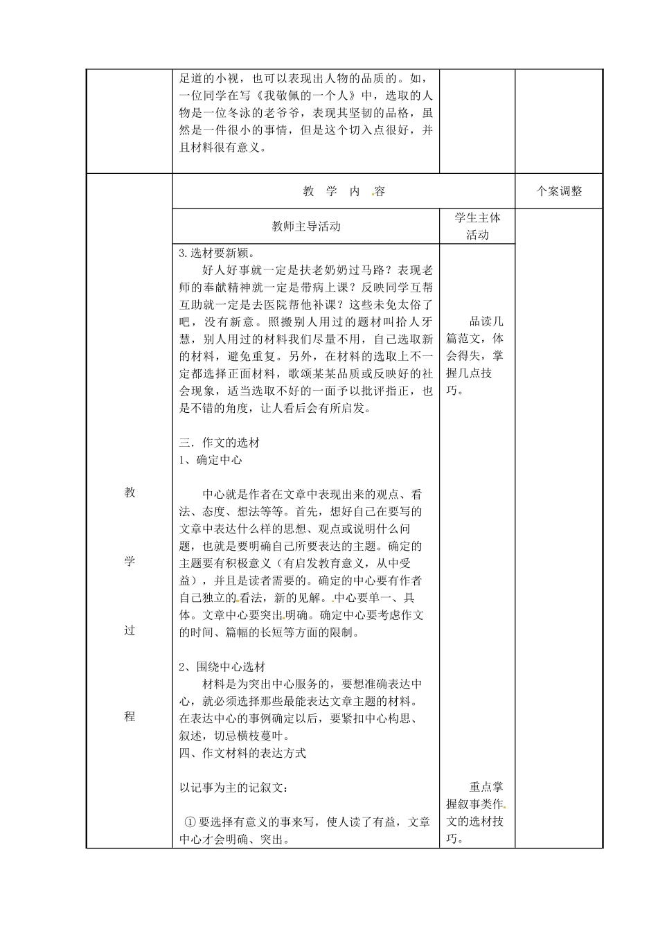 江苏省新沂市阿湖中学九年级语文 如何选材作文复习教案_第2页
