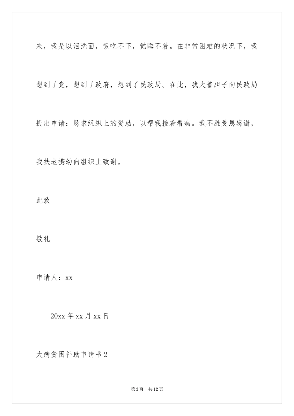 2024大病贫困补助申请书_第3页