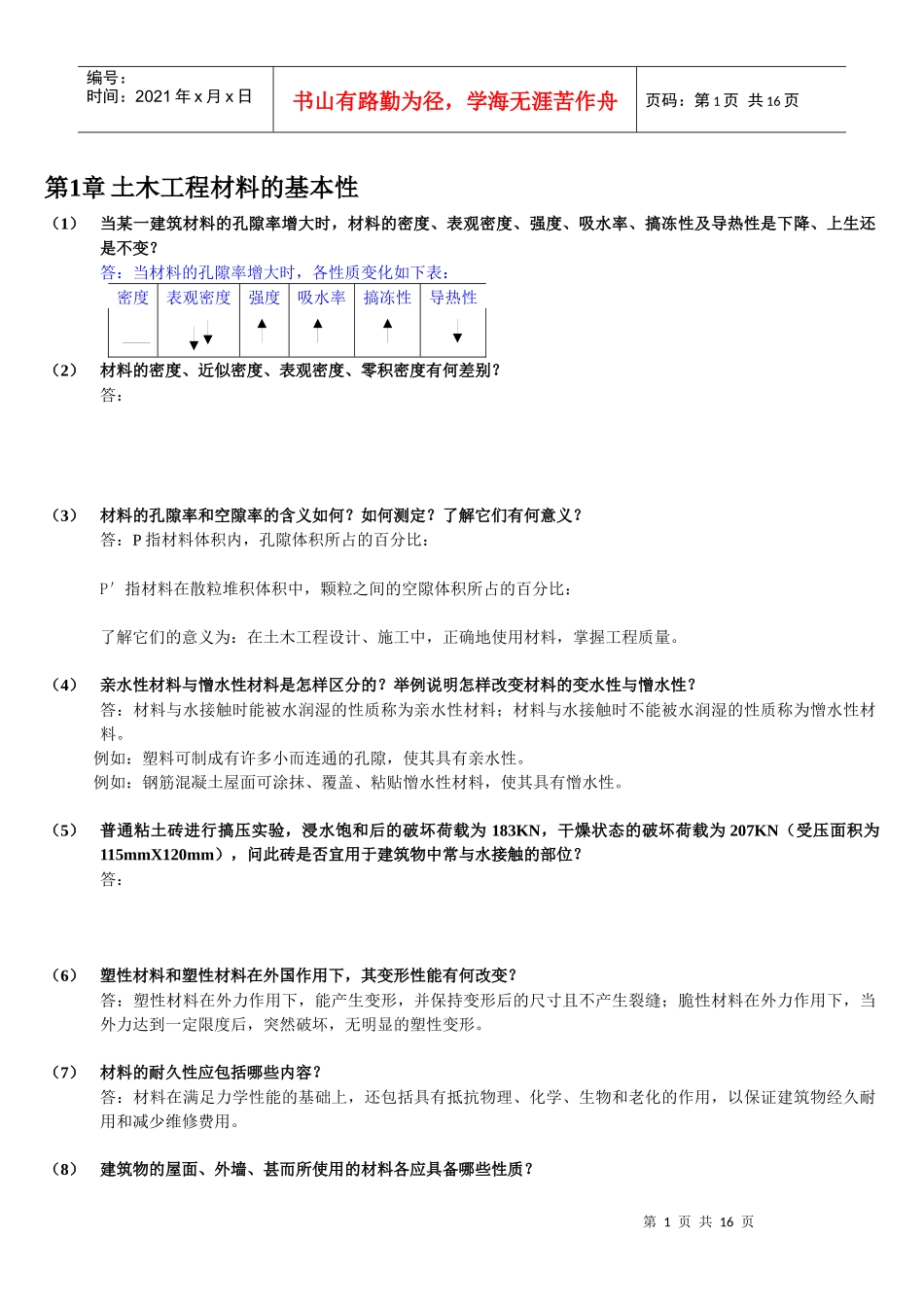 土木工程材料课后习题答案_第1页