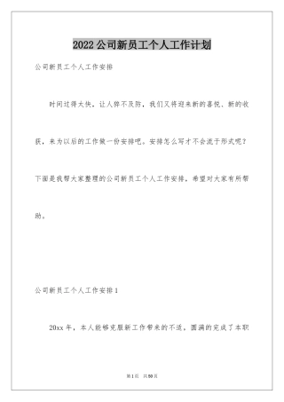 2024公司新员工个人工作计划_1