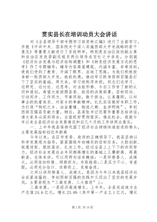 贯实县长在培训动员大会讲话发言
