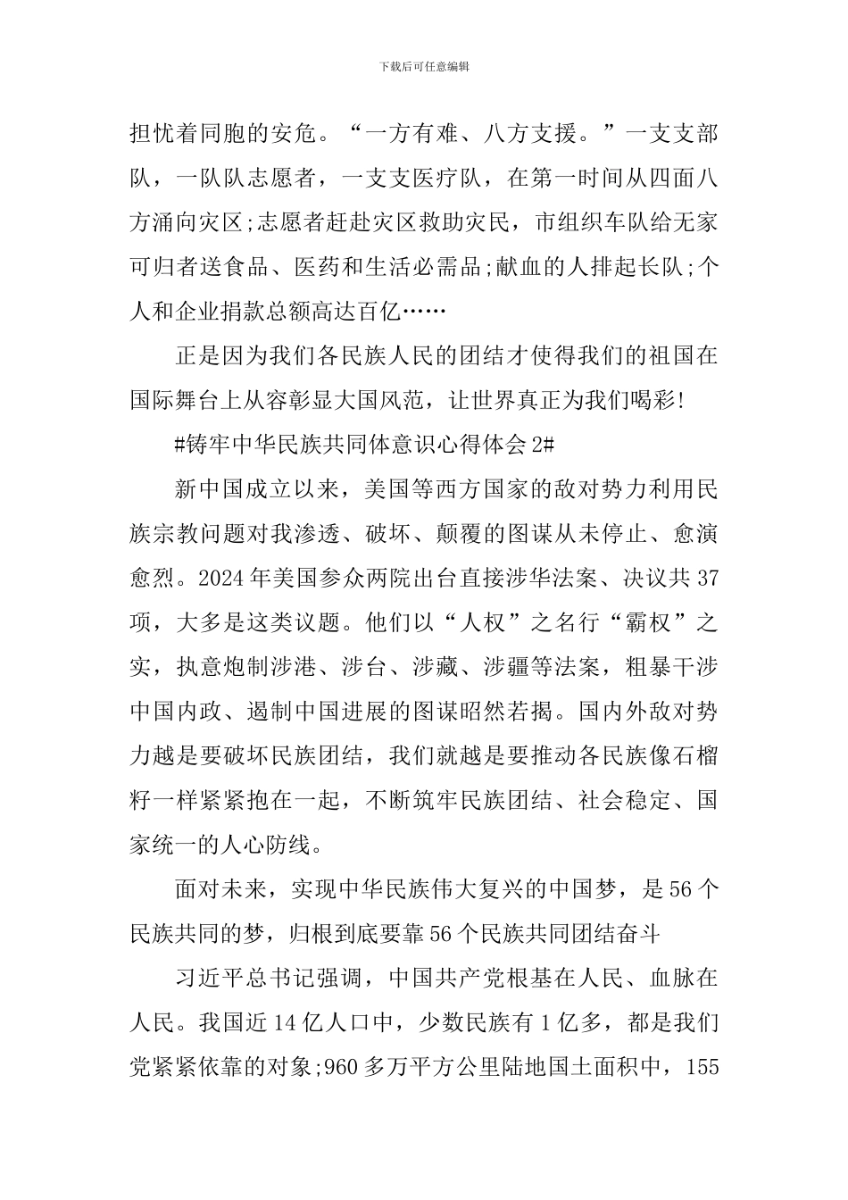 关于铸牢中华民族共同体意识个人心得体会_第2页