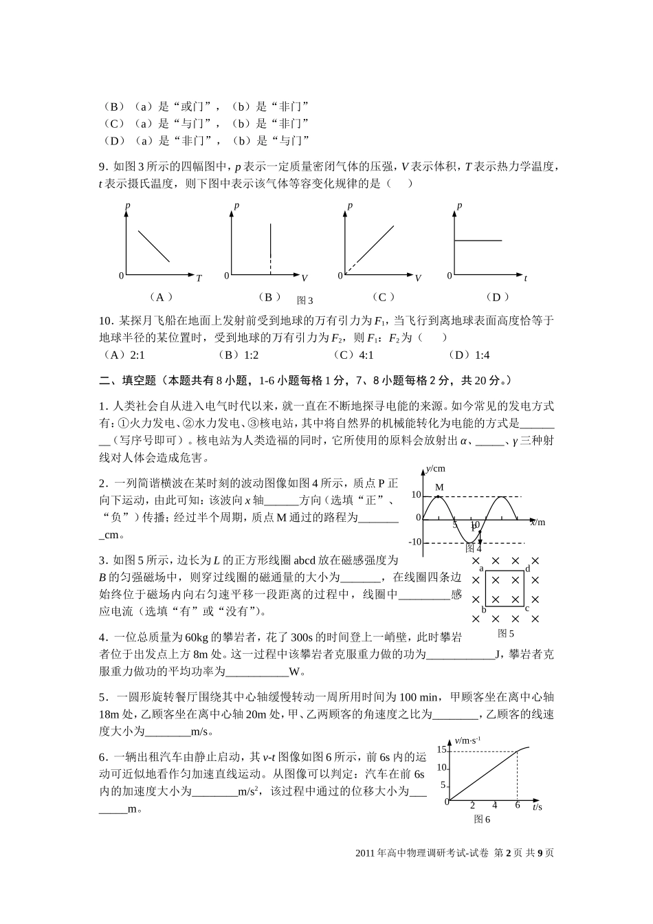 2011年上海市高中物理会考调研试卷_第2页