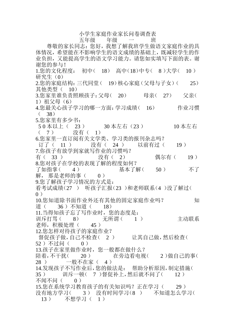 学生家长调查问卷 (2)_第1页