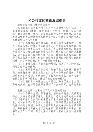 ×公司文化建设总结报告 