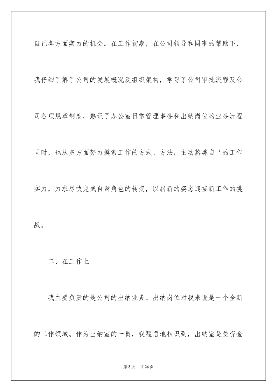 2024出纳转正工作总结_6_第3页