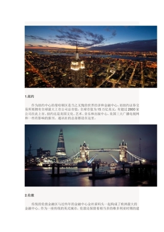 全球最富有和最有影响力城市排行1