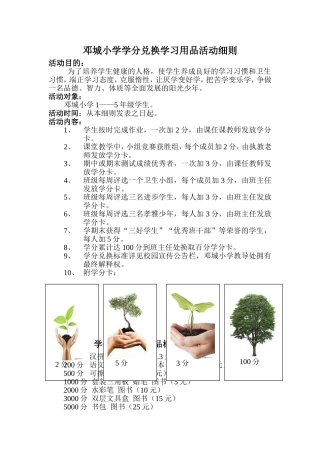 邓城小学学分兑换活动细则