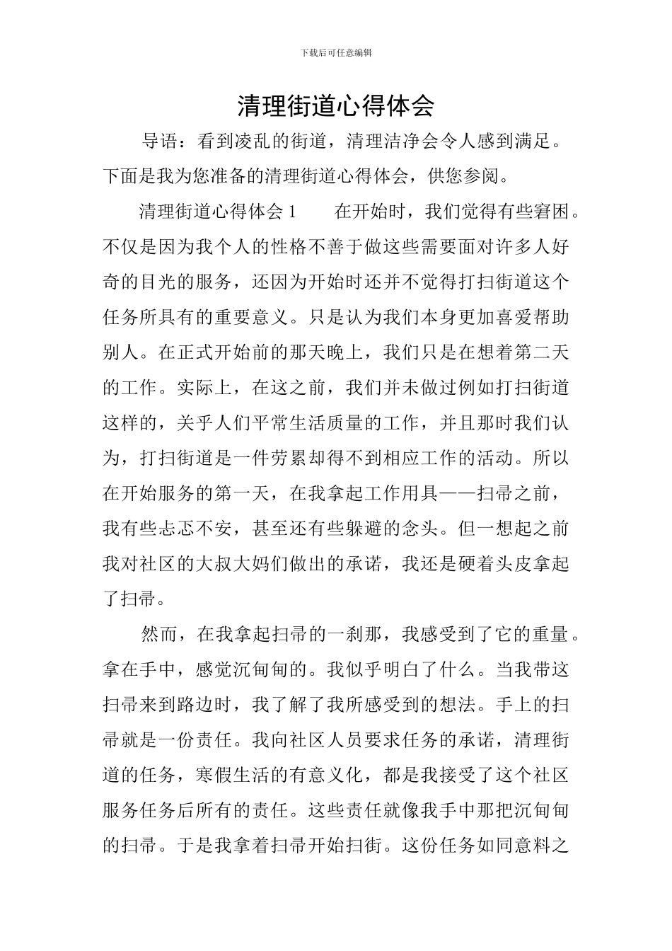 清理街道心得体会_第1页