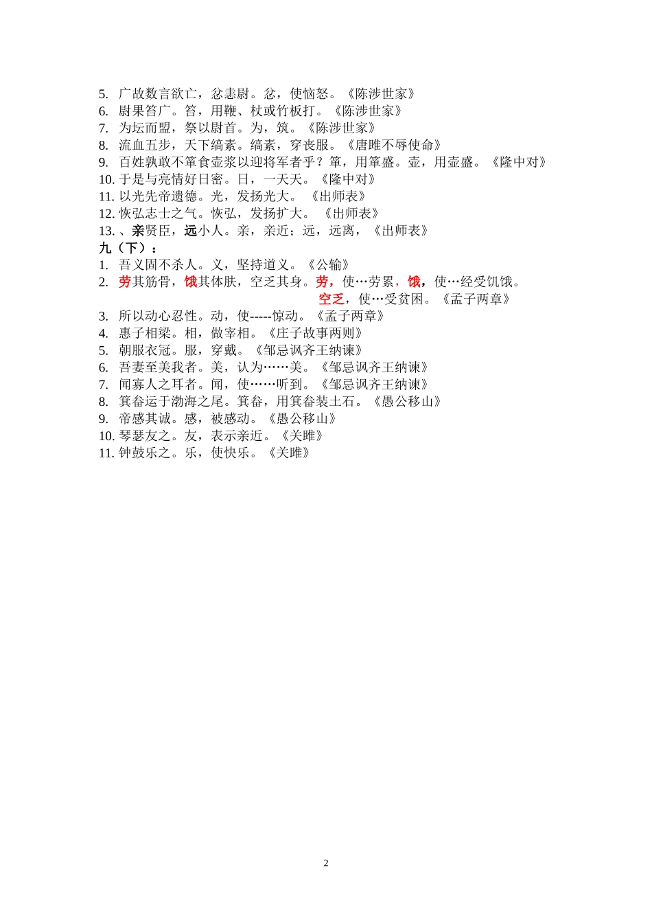 初中7——9年级词语活用全集_第2页