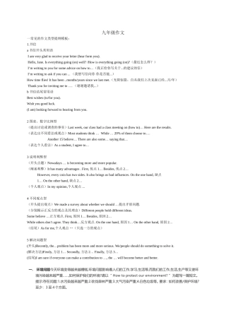 初中英语写作模板和连接词