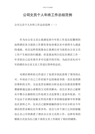 公司文员个人年终工作总结范例