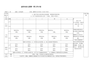 金阳光幼儿园第一周工作计