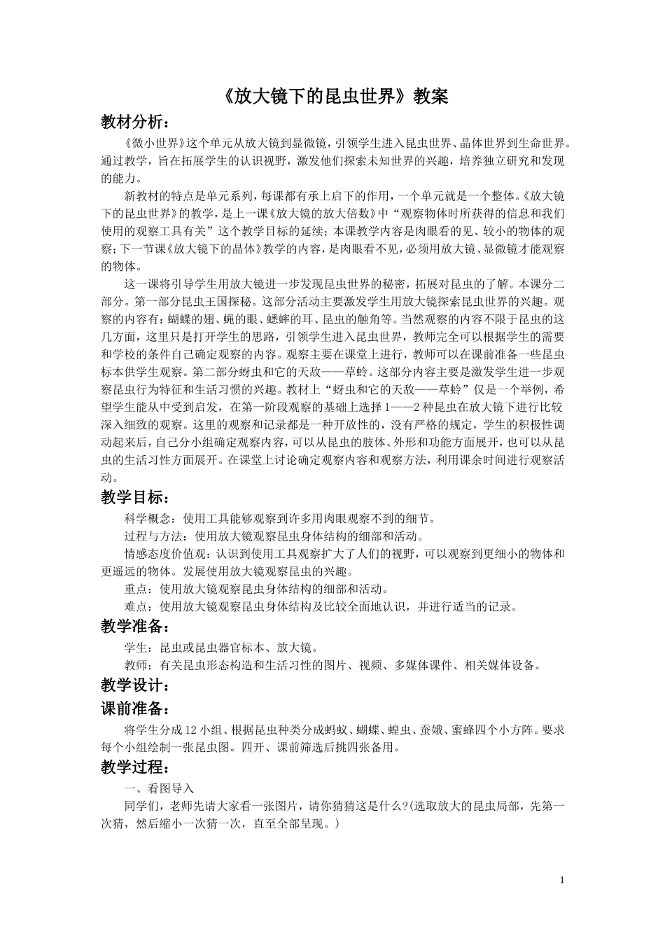《放大镜下的昆虫世界》教案3_第1页