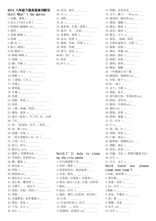 2014新版新目标八年级下册英语单词默写打印版 (2)