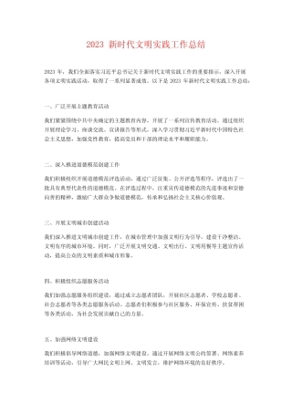 2023 新时代文明实践工作总结