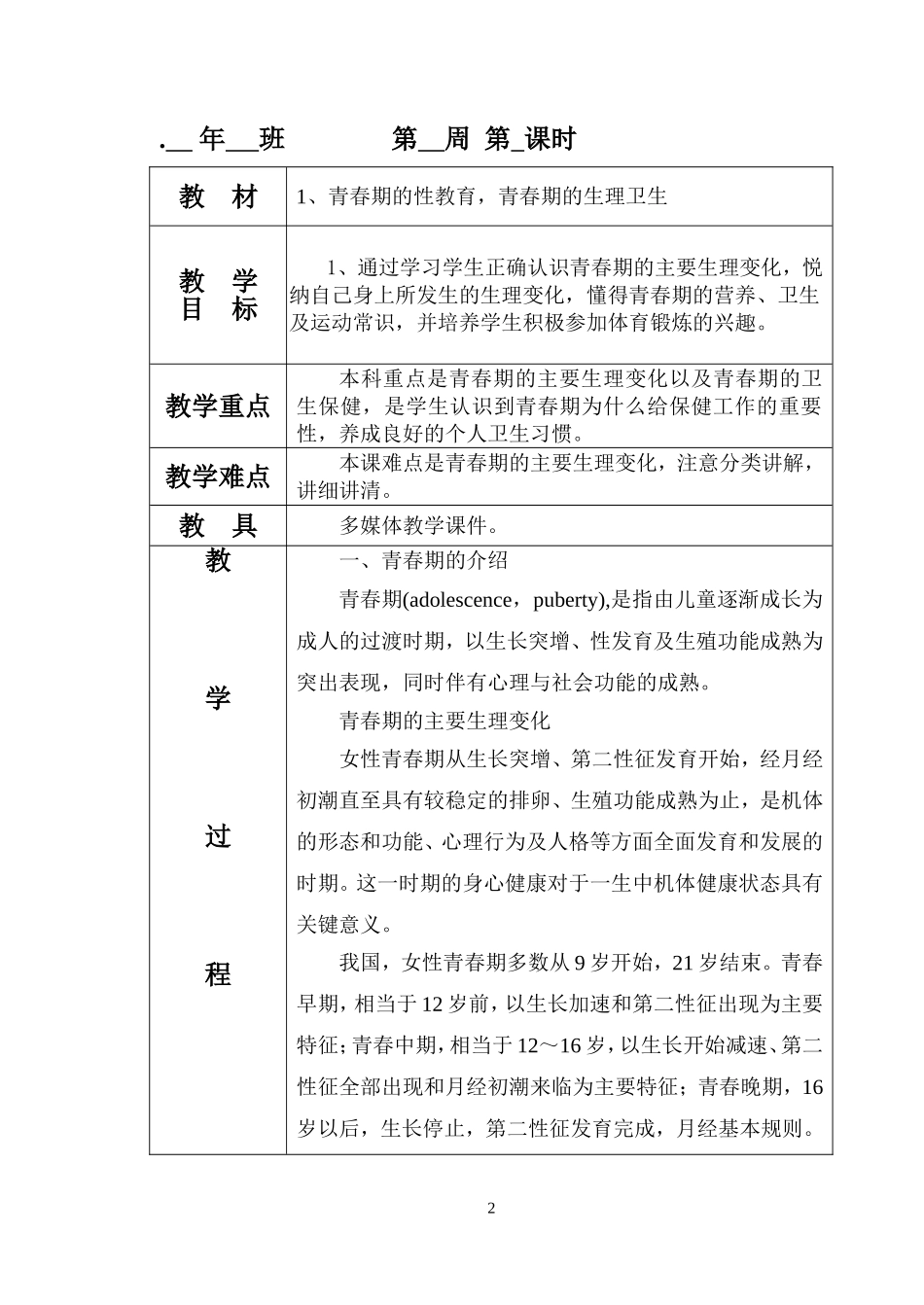 六年级健康教育课_第2页