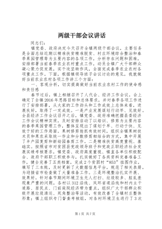 两级干部会议讲话发言
