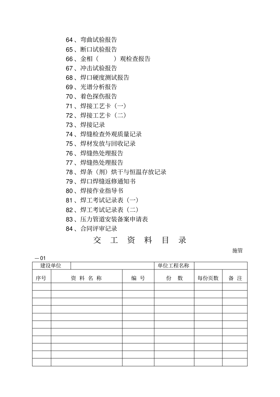 压力管道安装记录表格_第3页