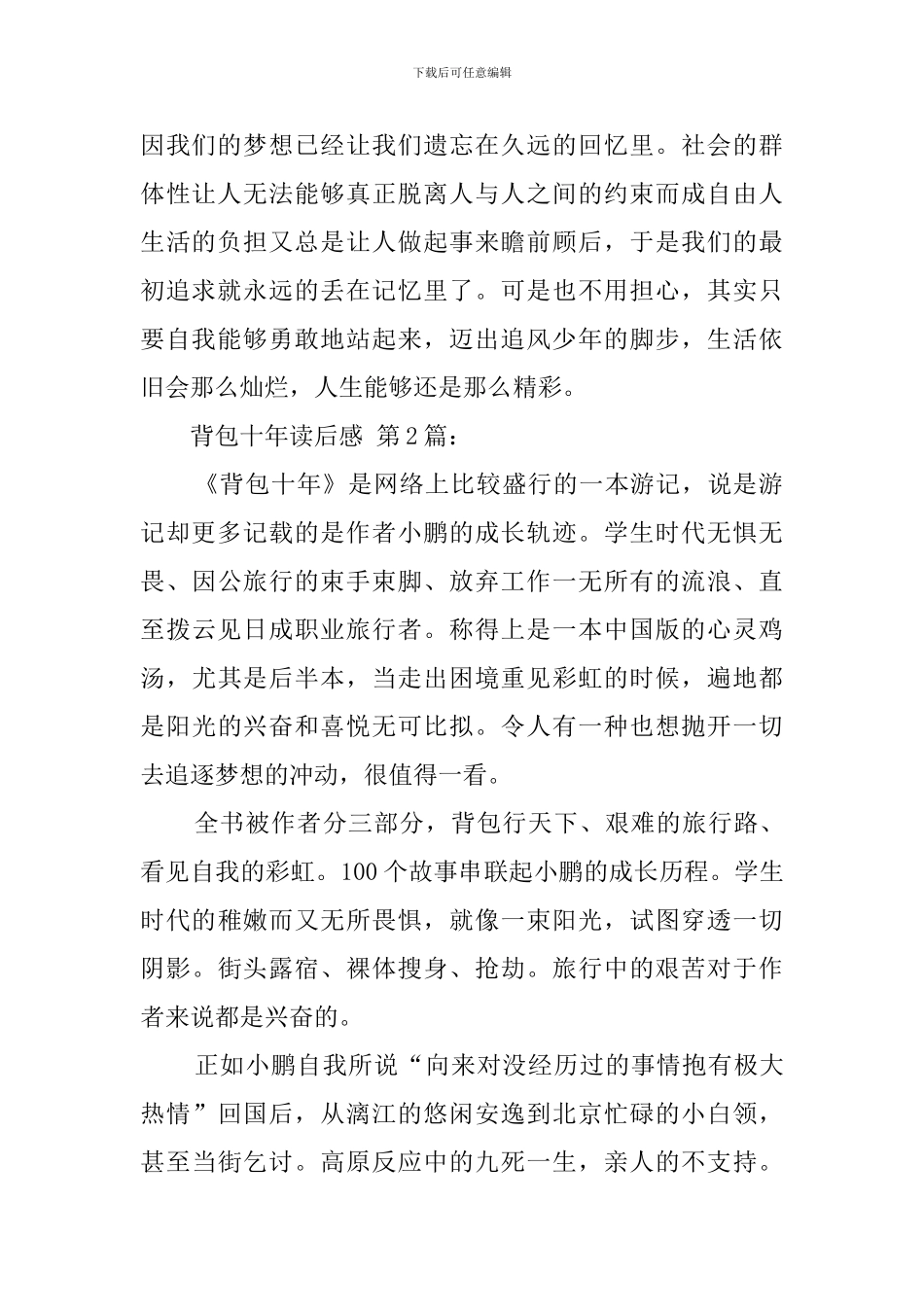 背包十年读后感精选_第2页