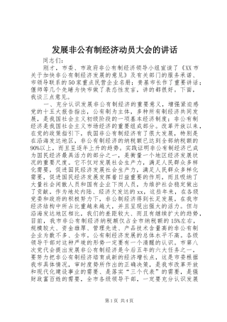 发展非公有制经济动员大会的讲话发言_1