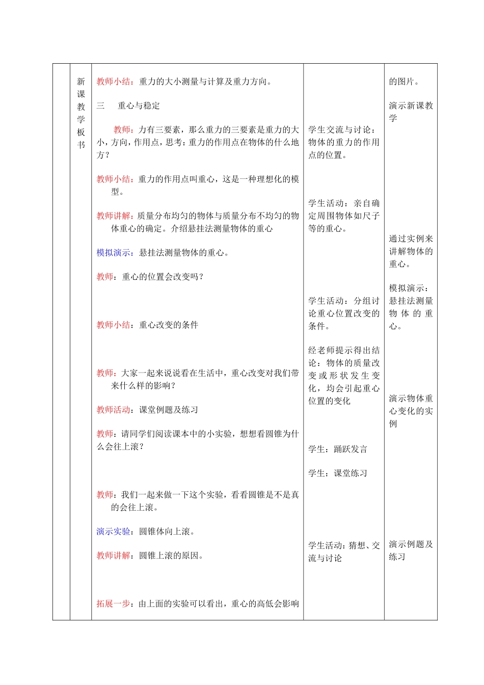 高一物理重力与重心教学设计1 新课标 豫教版 必修1_第3页