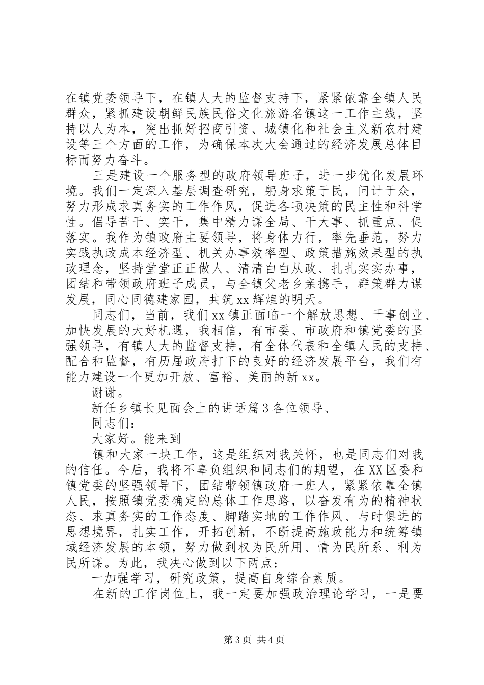 新任乡镇长见面会上的讲话发言_第3页