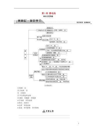 高中物理 第1章 静电场章末分层突破学案 鲁科版选修3-1-鲁科版高二选修3-1物理学案