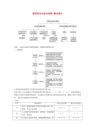 高中生物 2.2 基因的自由组合规律 整合提升学案 中图版必修2-中图版高中必修2生物学案