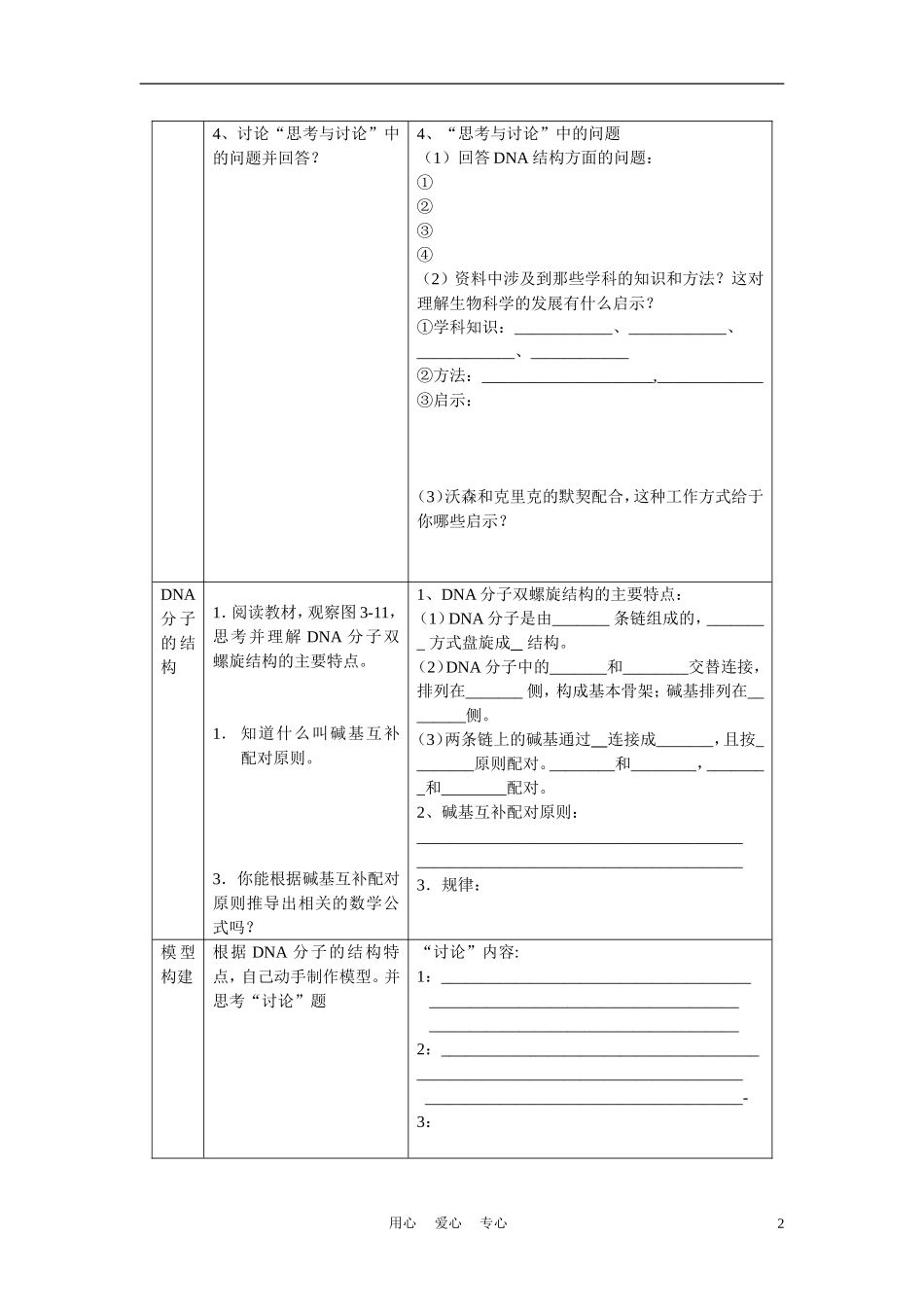 高中生物 DNA的分子结构 学案1 中图版必修2_第2页