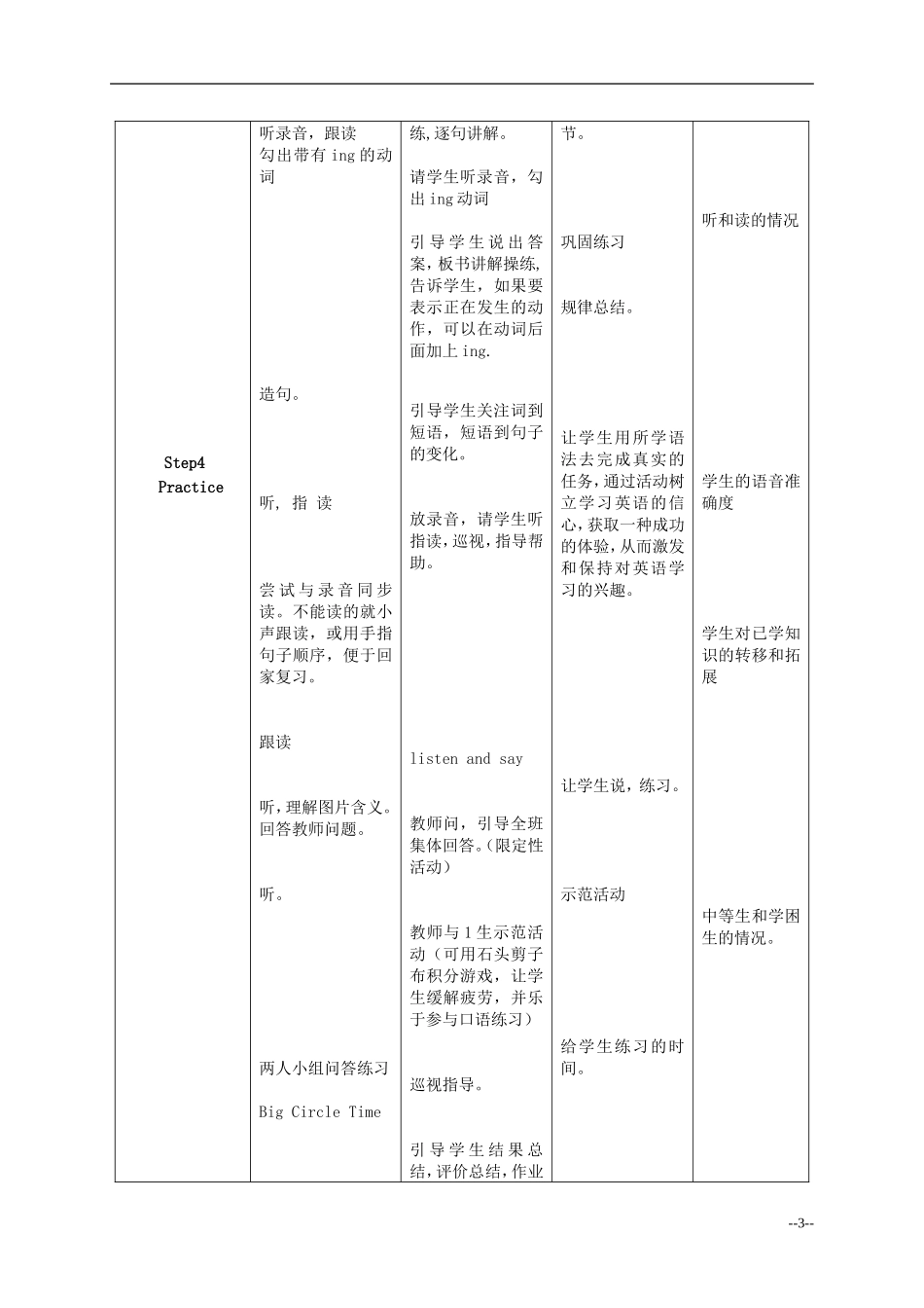 二年级英语下册 Module4 Unit1What are you doing教案 外研版（一起）_第3页