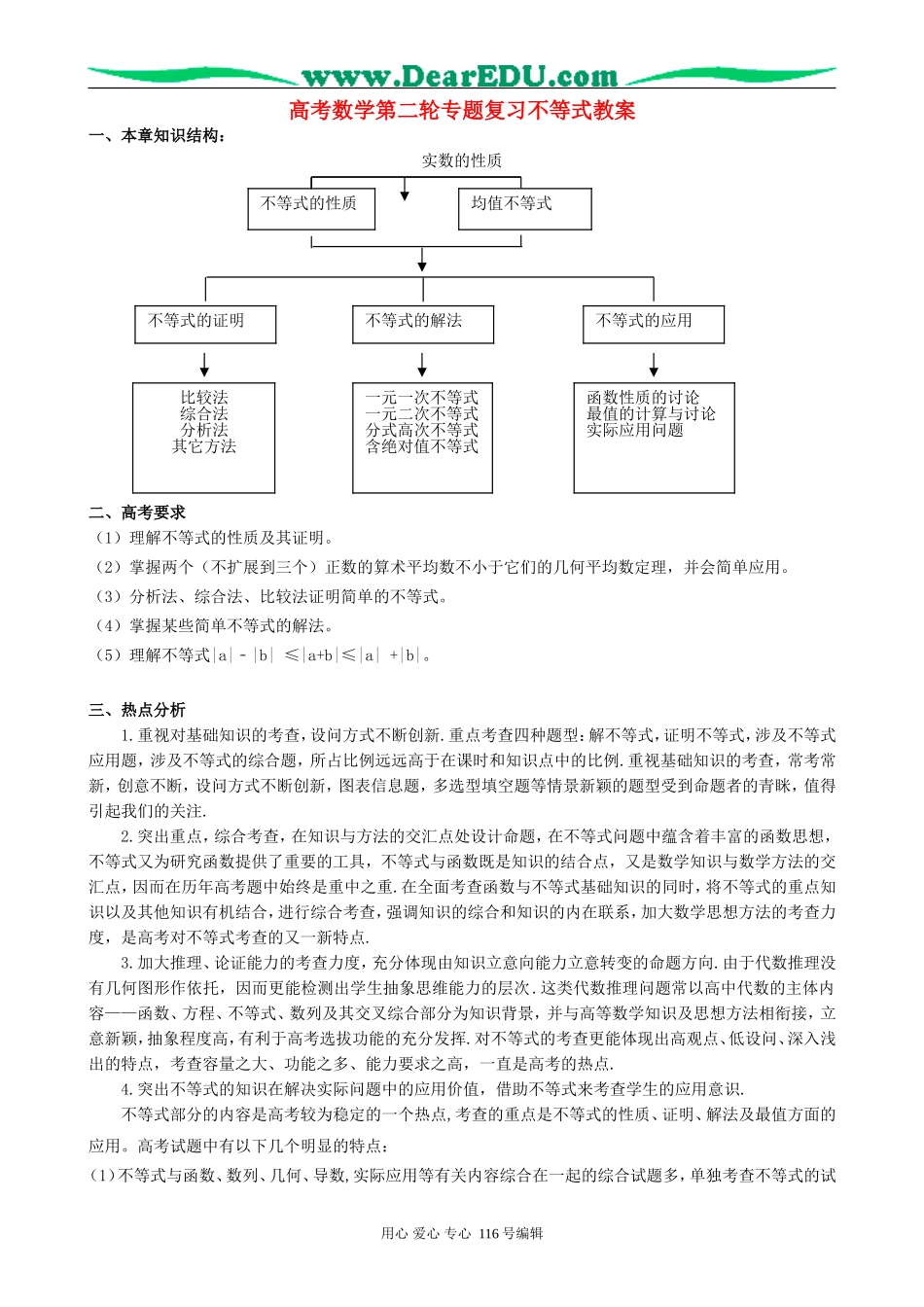 高考数学第二轮专题复习不等式教案_第1页