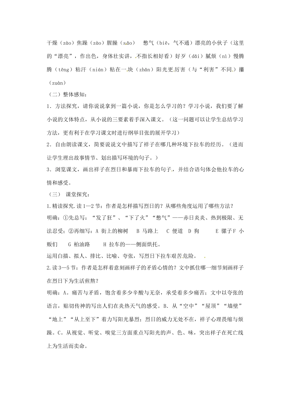 江苏省灌南县实验中学九年级语文上册《在烈日和暴雨下》教案（1）_第2页