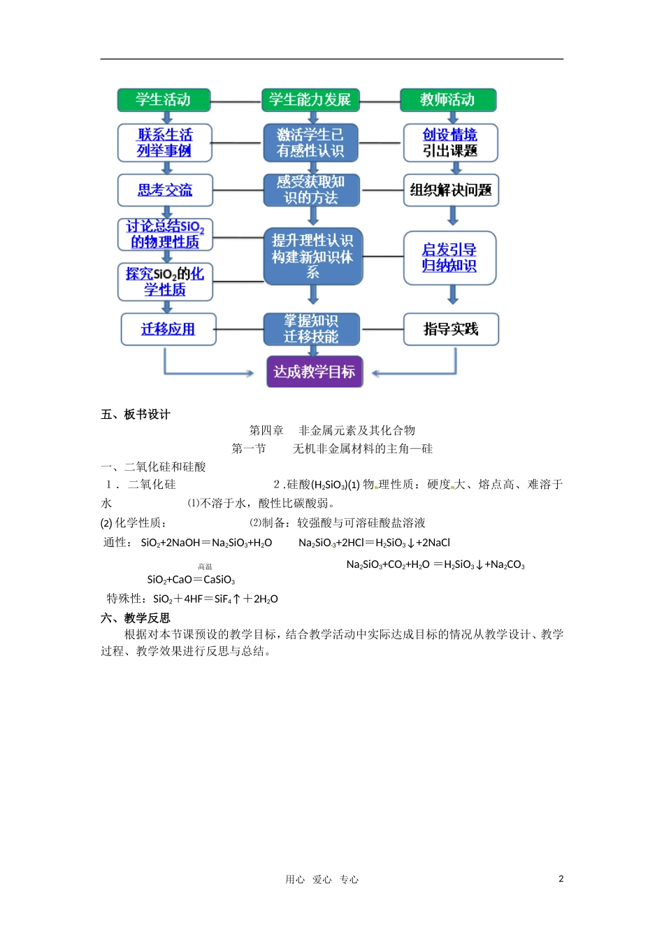 2010年全国高中化学《无机非金属材料的主角-硅》优质课观摩评比暨教学改革研讨会说课稿_第2页
