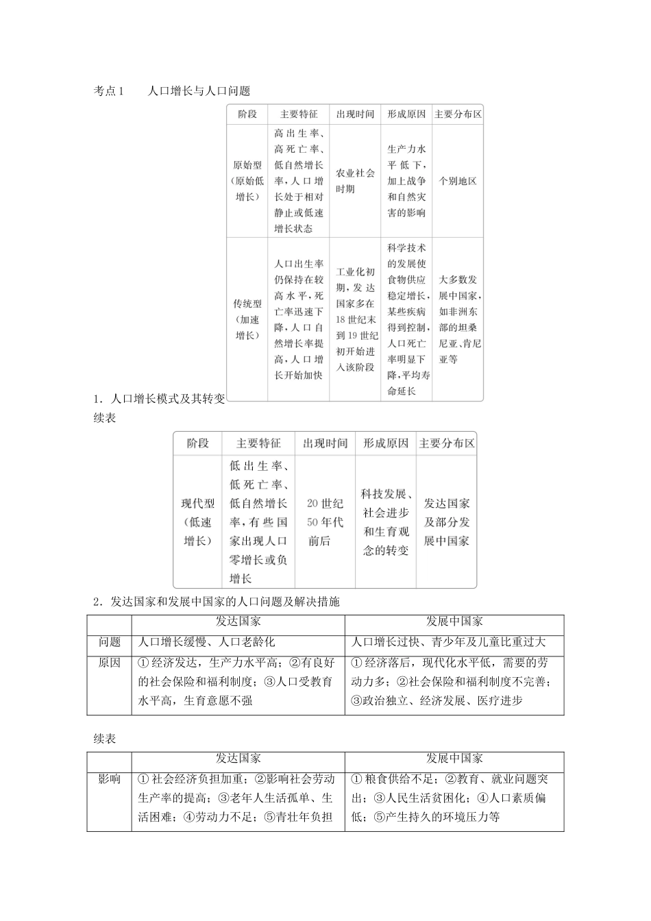 高考地理一轮复习 第二部分 人文地理——重在运用 第一章 人口的变化 第16讲 人口的数量变化和人口容量学案 新人教版-新人教版高三全册地理学案_第3页