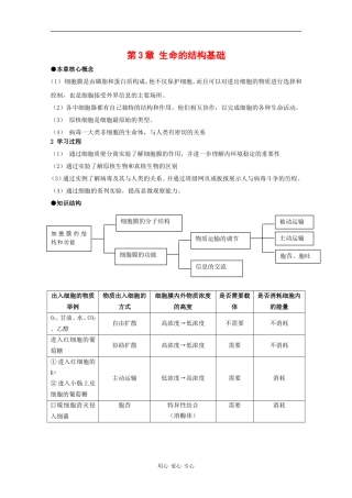 高中生物：第3章《生命的结构基础》学案（1）（沪科版第一册）