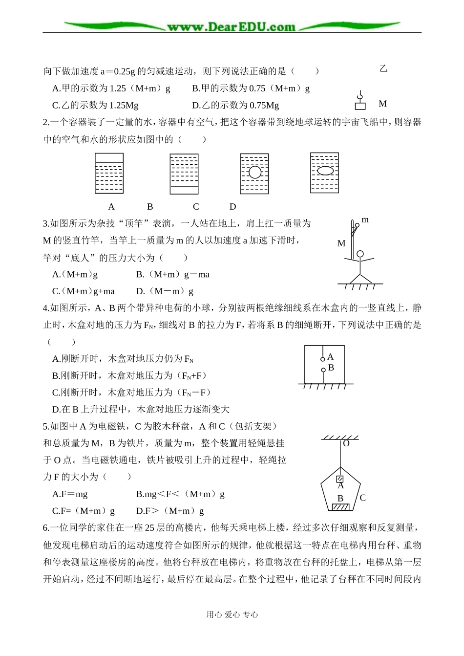 高一物理必修1 牛顿第二定律的应用――超重 失重_第3页