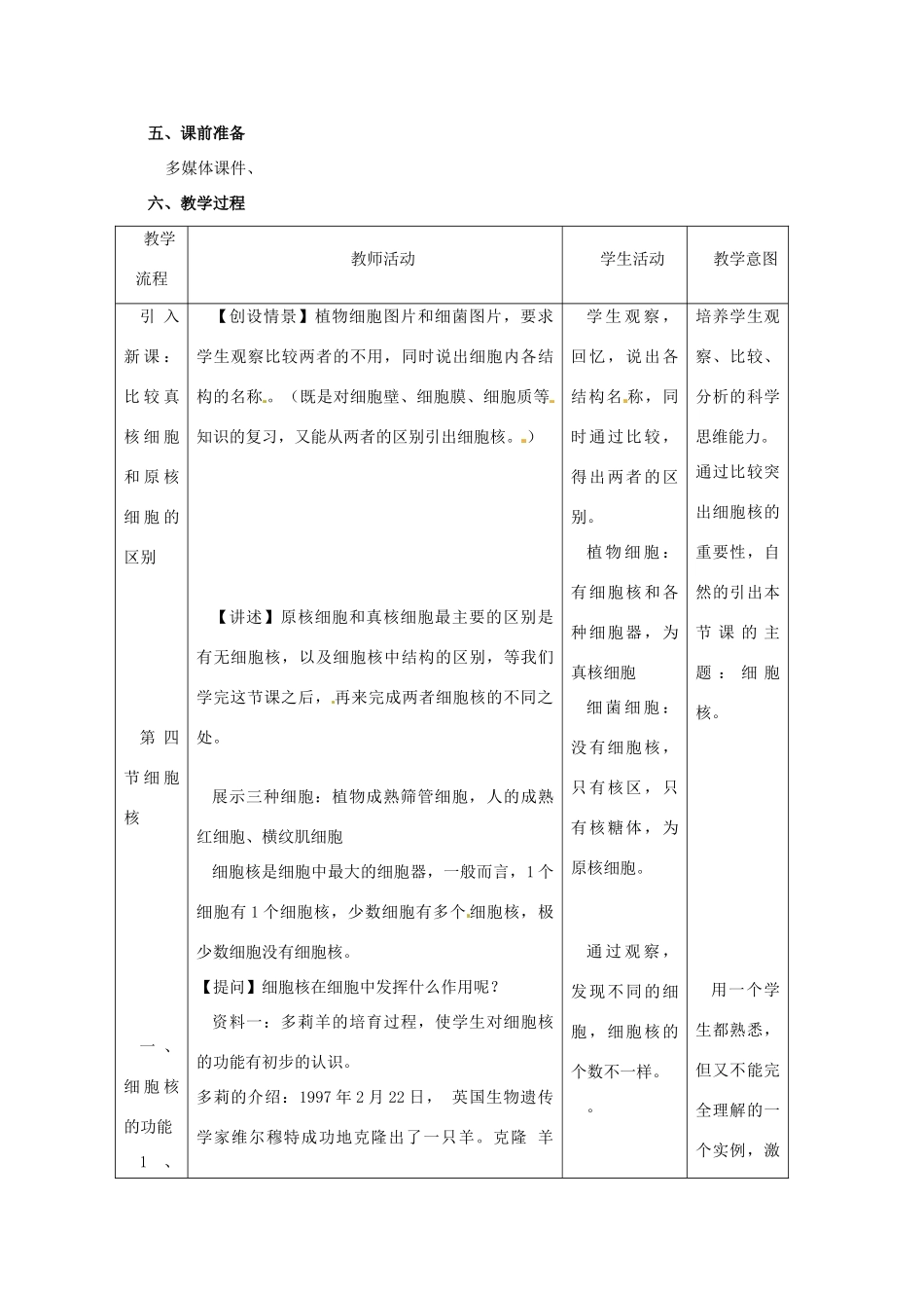 浙江省义乌三中高中生物《细胞核》教案（1） 浙科版必修1_第2页